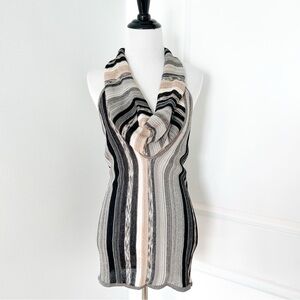 Laundry by Design Black and Gray Striped  Cowl Neck Mini Dress / Top - Small